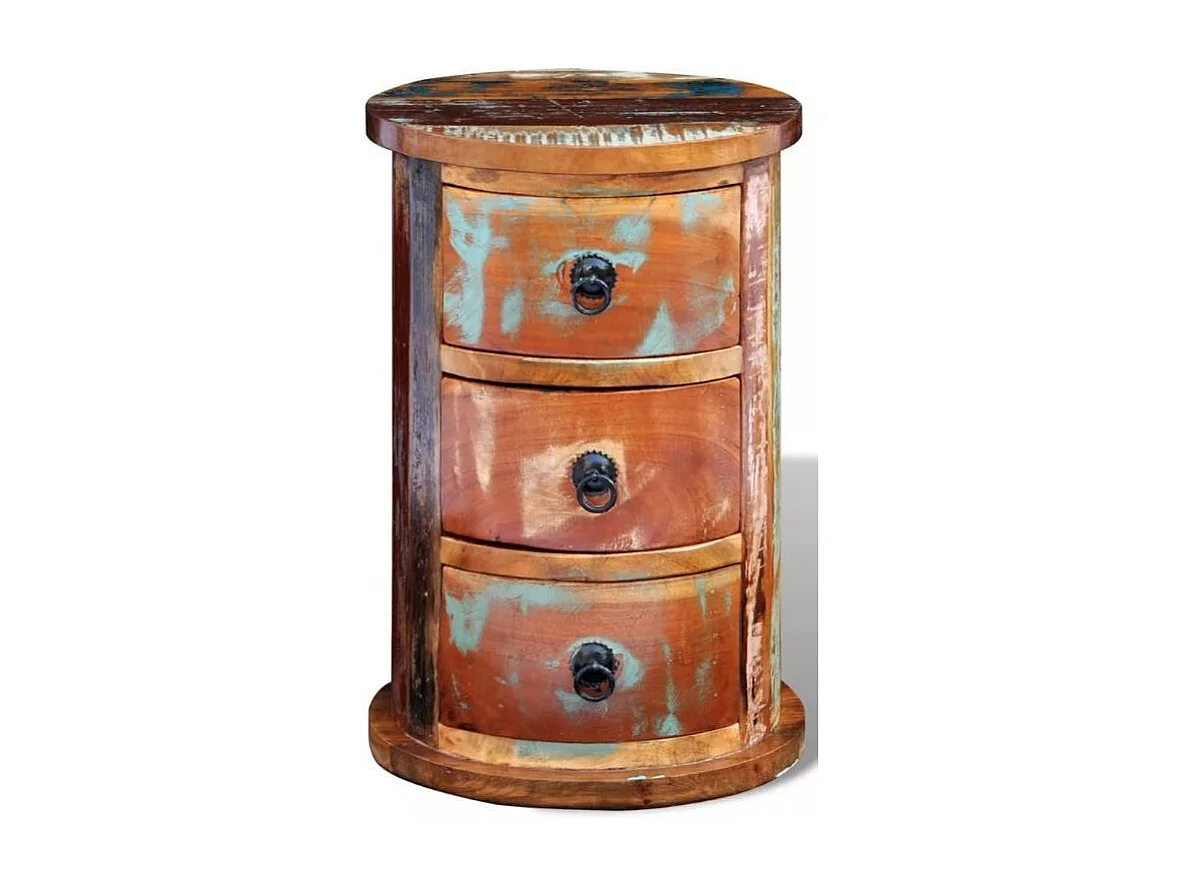 Table de chevet 3 tiroirs bois recyclé Moust