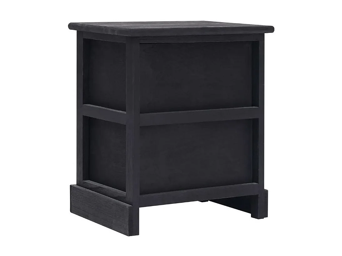 Table de chevet 2 tiroirs paulownia massif noir Imma - Lot de 2