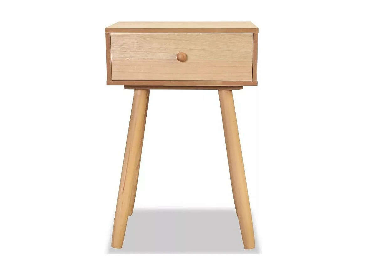 Table de chevet 1 tiroir bois beige et pieds pin massif clair Tonay - Lot de 2