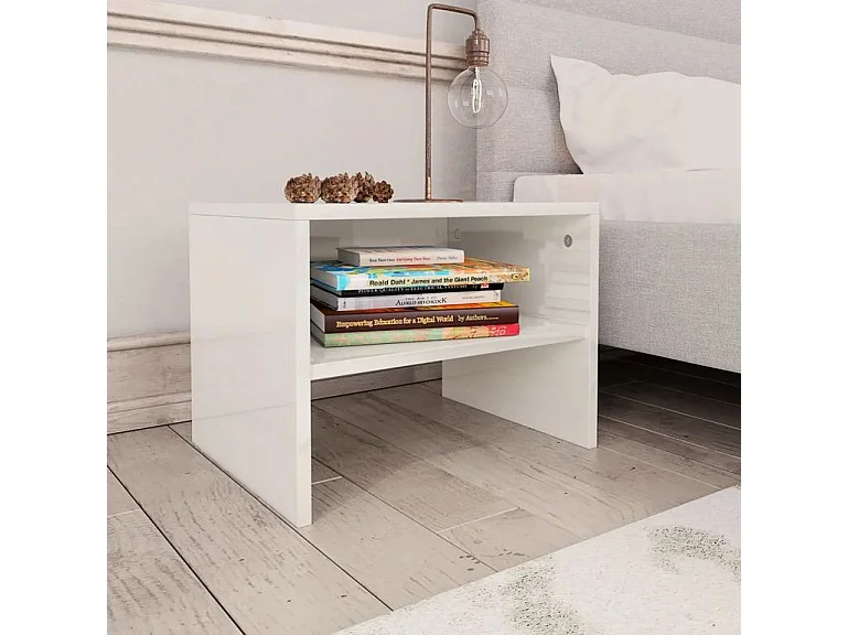 Table de chevet bois blanc briillant Tsela