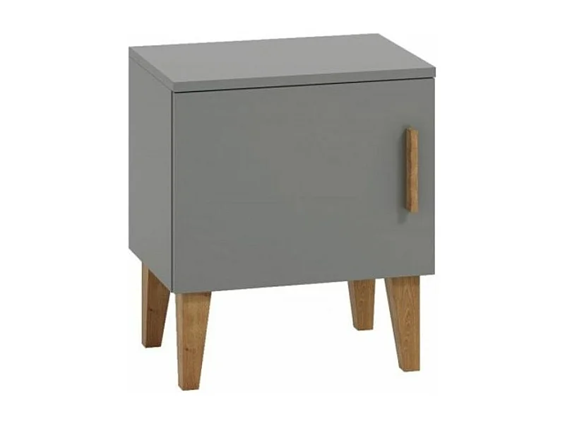 Grijs kindernachtkastje en Blanka eikenhouten poten