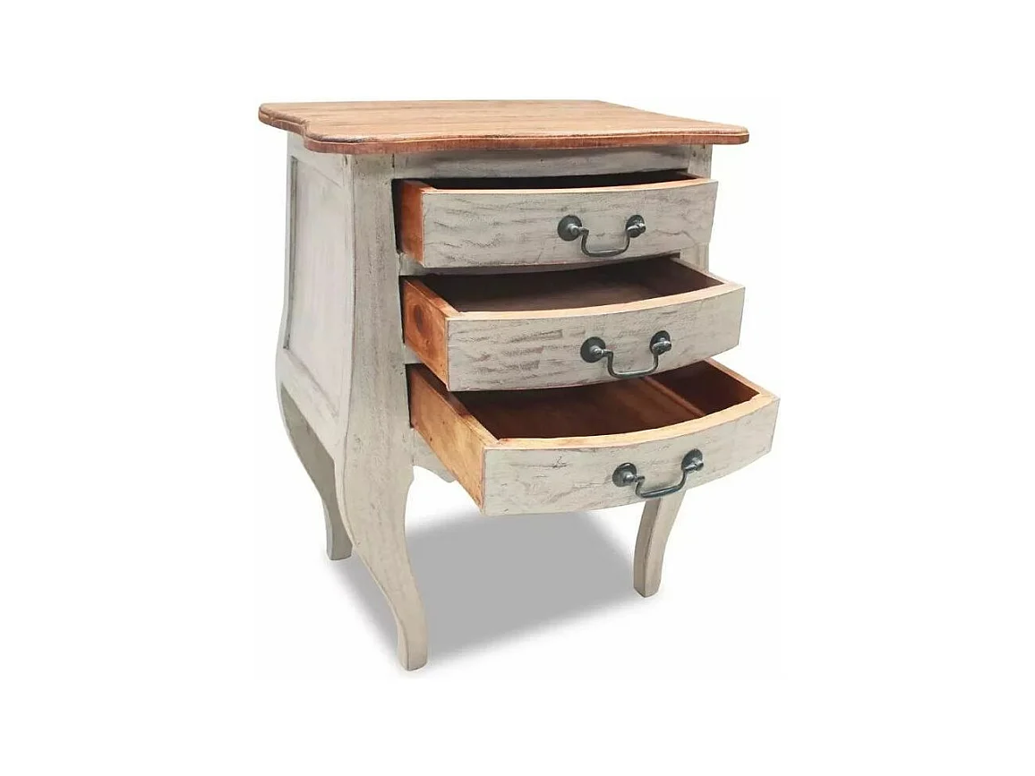 Table de chevet 3 tiroirs bois massif recyclé Titou