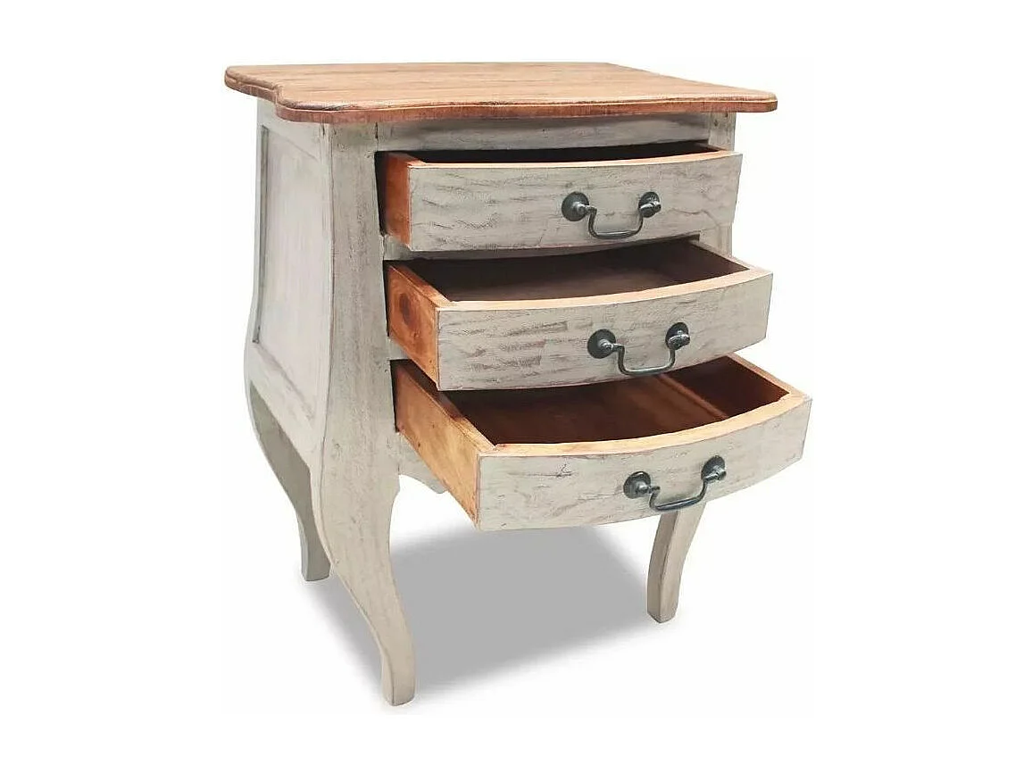 Table de chevet 3 tiroirs bois massif recyclé Titou