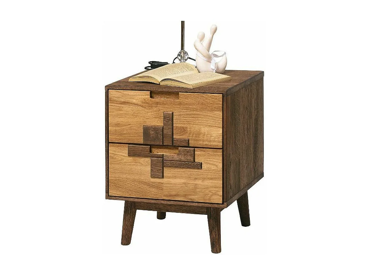 Chevet en chêne massif naturel et marron Thayla 40cm