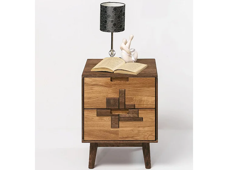 Chevet en chêne massif naturel et marron Thayla 40cm