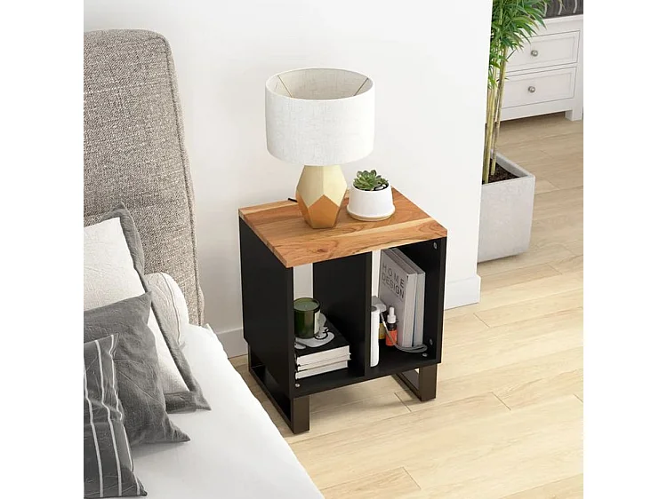 Table d'appoint 40x31x46 Bois d'acacia solide et d'ingénierie