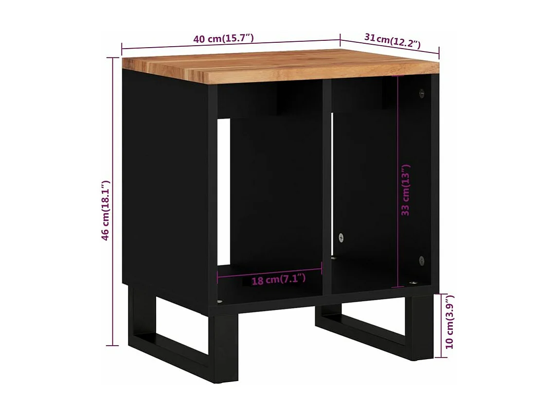 Table d'appoint 40x31x46 Bois d'acacia solide et d'ingénierie