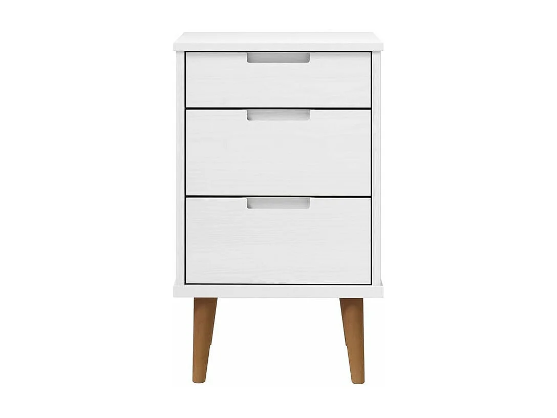 Table de chevet MOLDE Blanc 40x35x65 Bois de pin massif