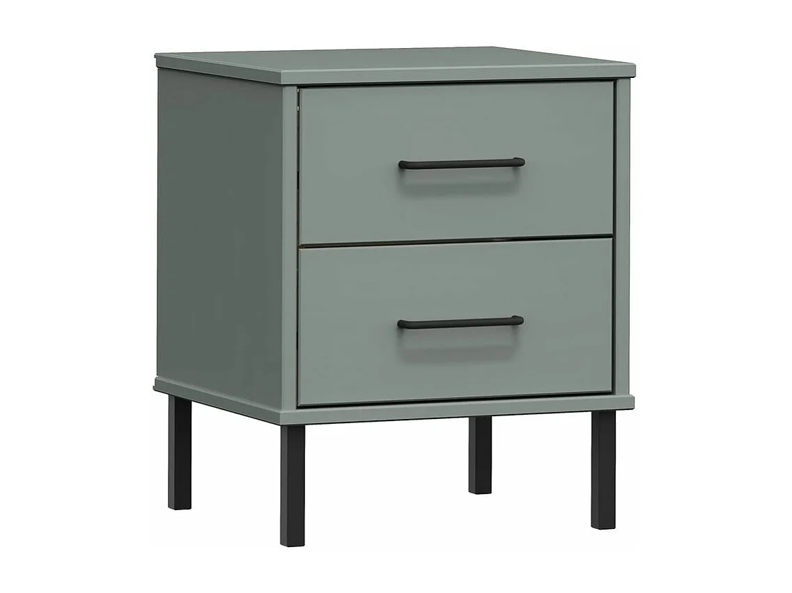 Table de chevet avec pieds en métal Gris Bois pin massif OSLO