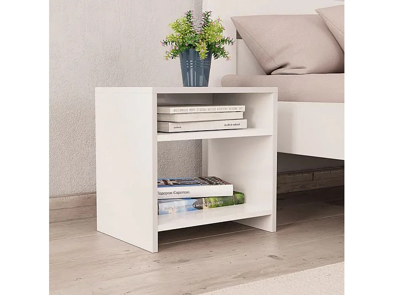 Table de chevet 2 étagères bois blanc Fefi