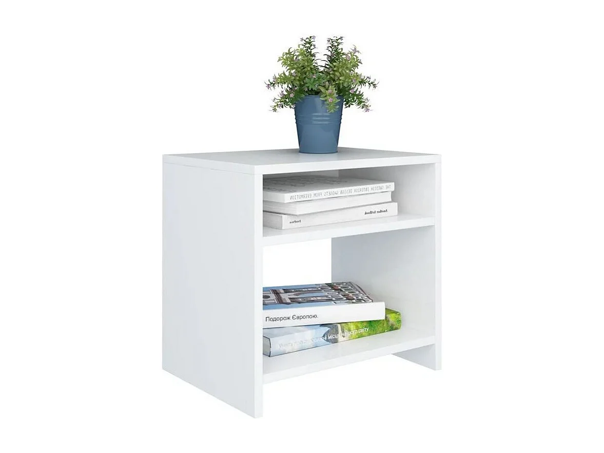 Table de chevet 2 étagères bois blanc Fefi