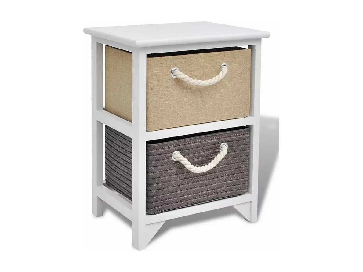 Table de chevet 2 tiroirs bois paulownia blanc Claireau - Lot de 2