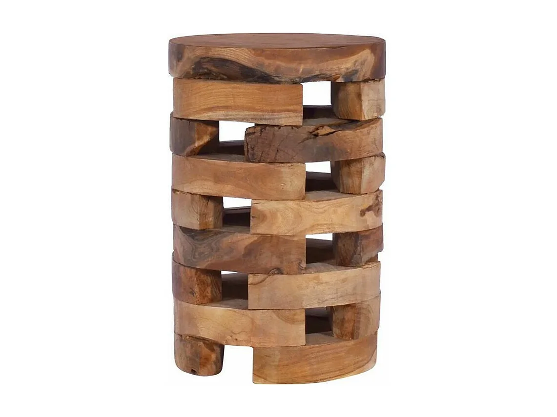 Table de chevet teck massif foncé Vyniu