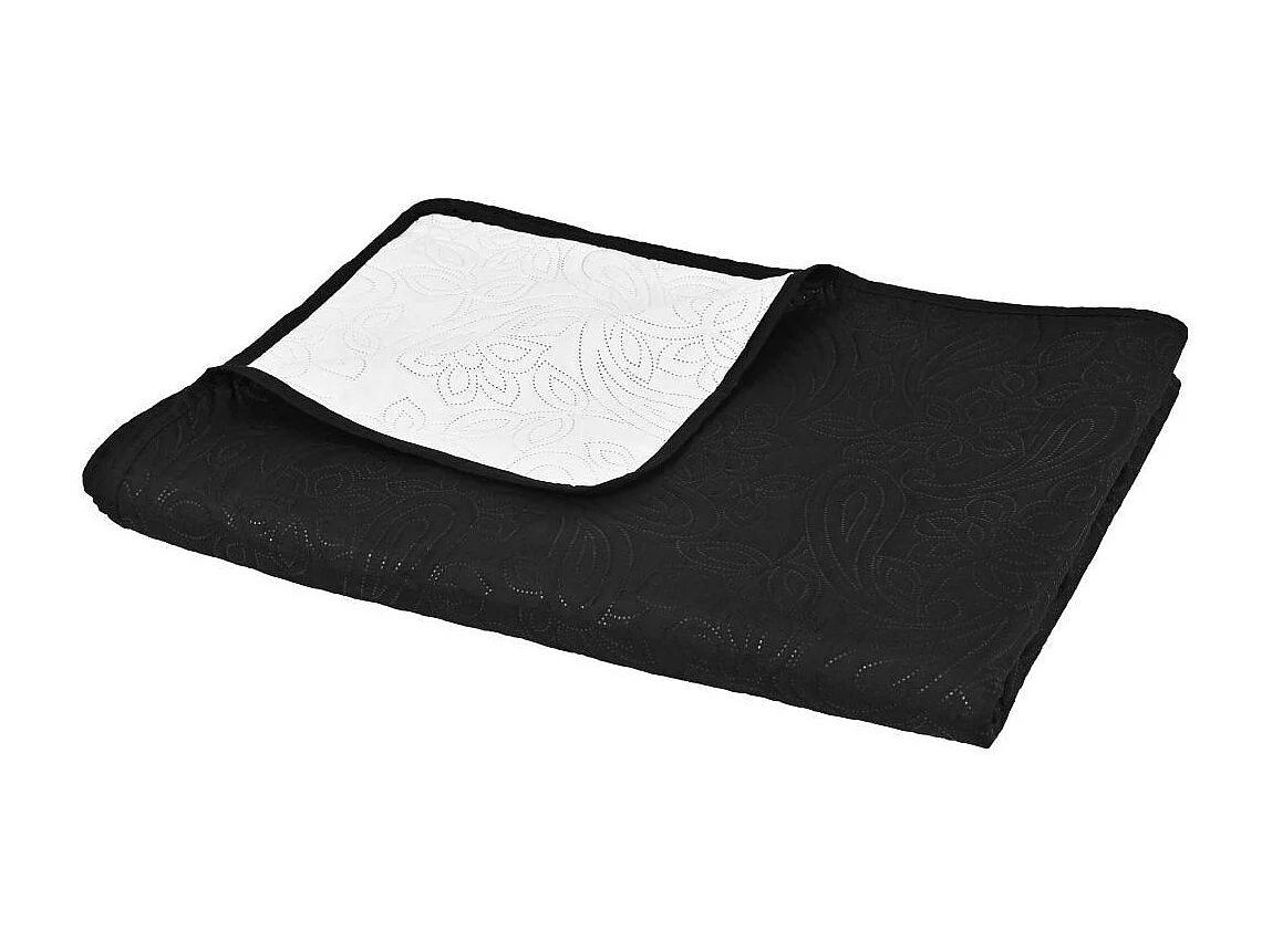 Couvre-lit à double face matelassé 230x260 Noir et blanc