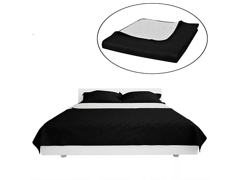 Couvre-lit à double face matelassé Noir-Blanc 230x260