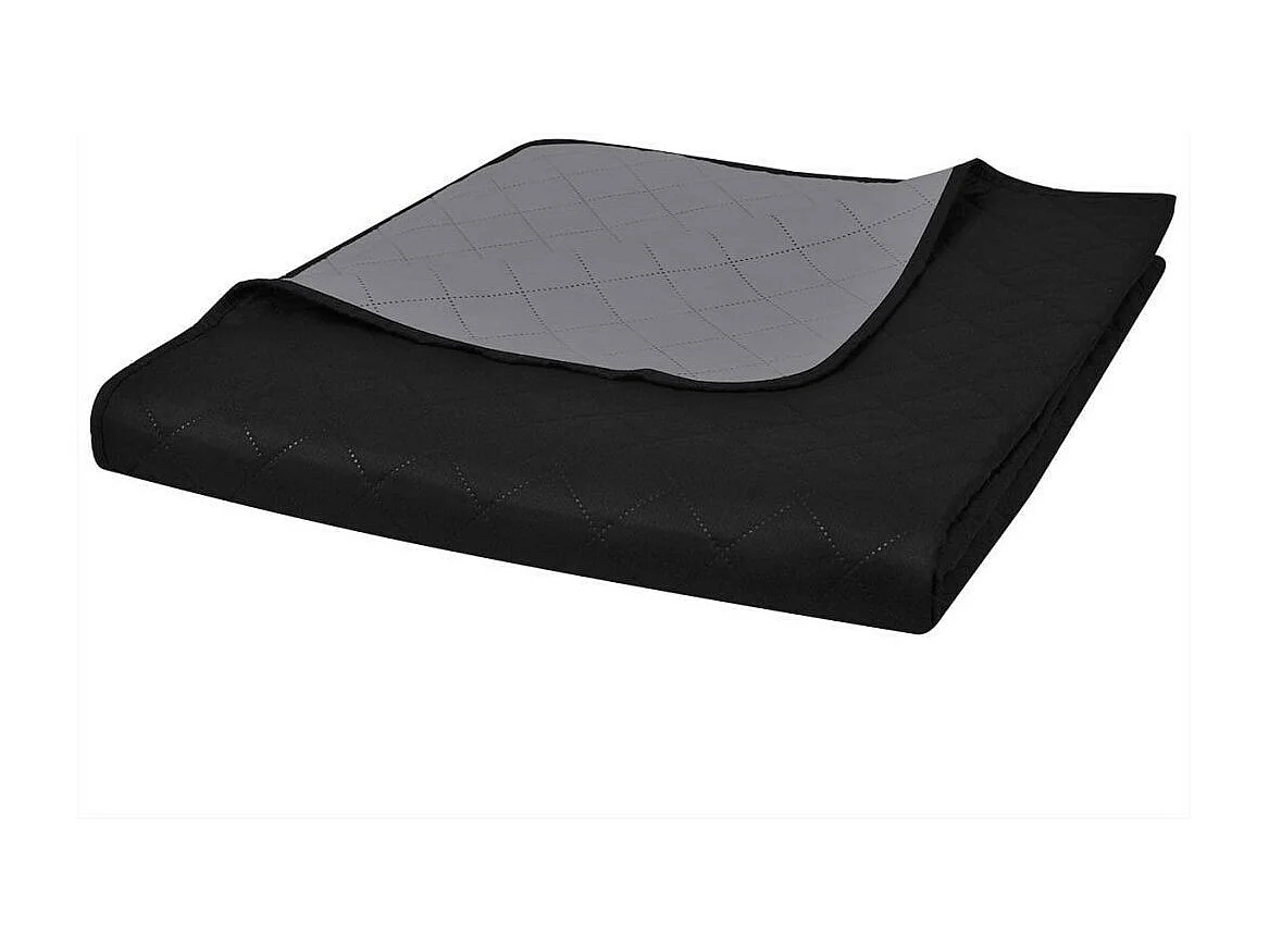 Couvre-lit à double face matelassé Noir-Gris 220x240