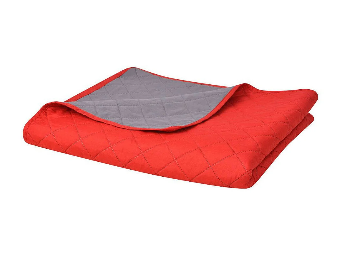 Couvre-lit matelassé double-face Rouge et gris 220x240
