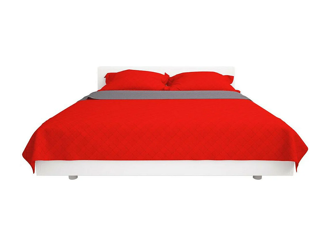 Couvre-lit matelassé double-face Rouge et gris 220x240