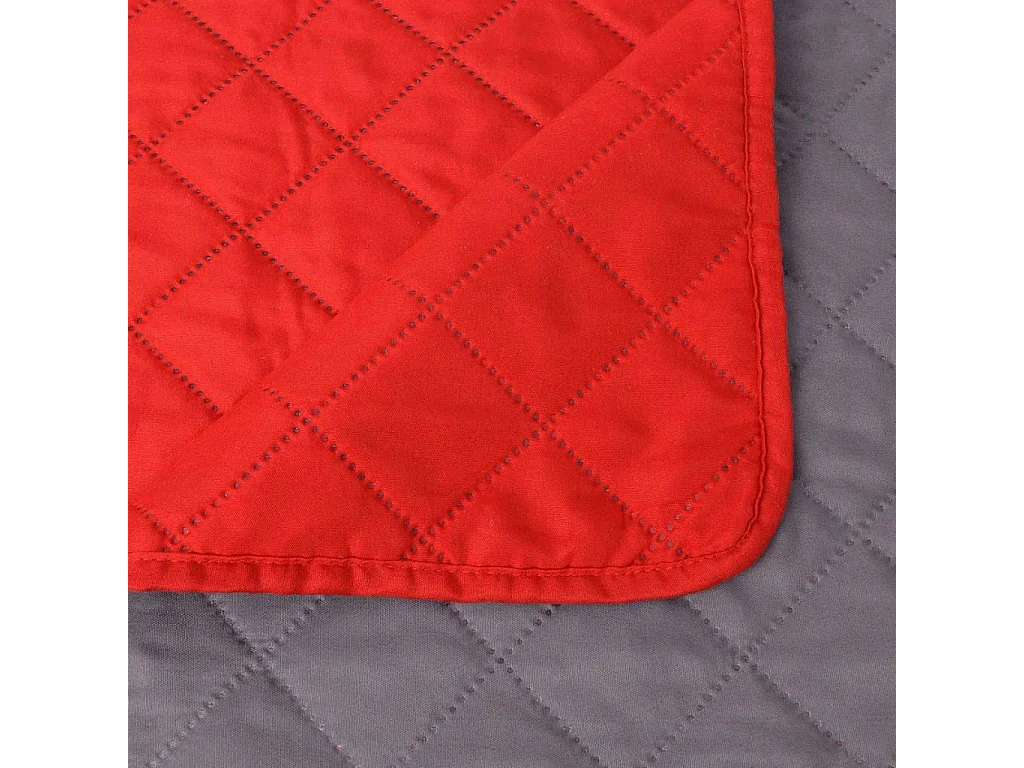 Couvre-lit matelassé double-face Rouge et gris 220x240
