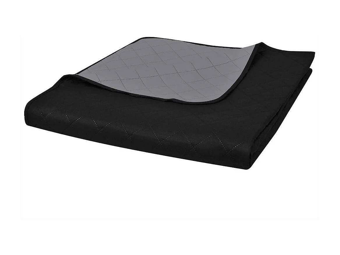 Couvre-lit à double face matelassé Noir-Gris 170x210