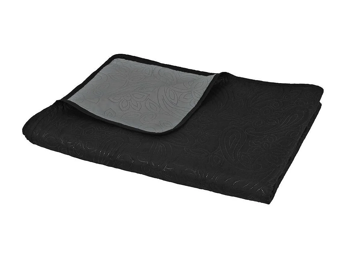 Couvre-lit à double face matelassé 170x210 Gris et noir