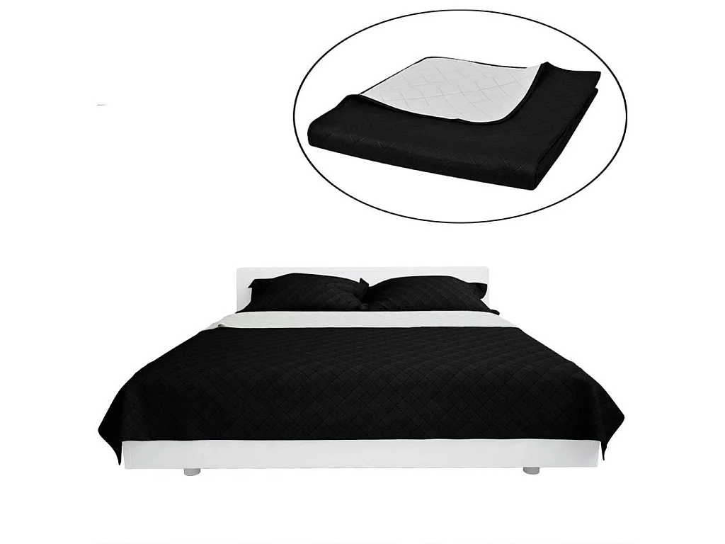 Colcha acolchada a doble cara negro blanco 170x210 cm