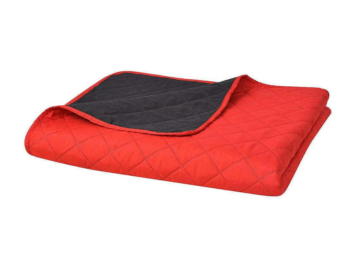 Couvre-lit matelassé double-face Rouge et noir 230x260