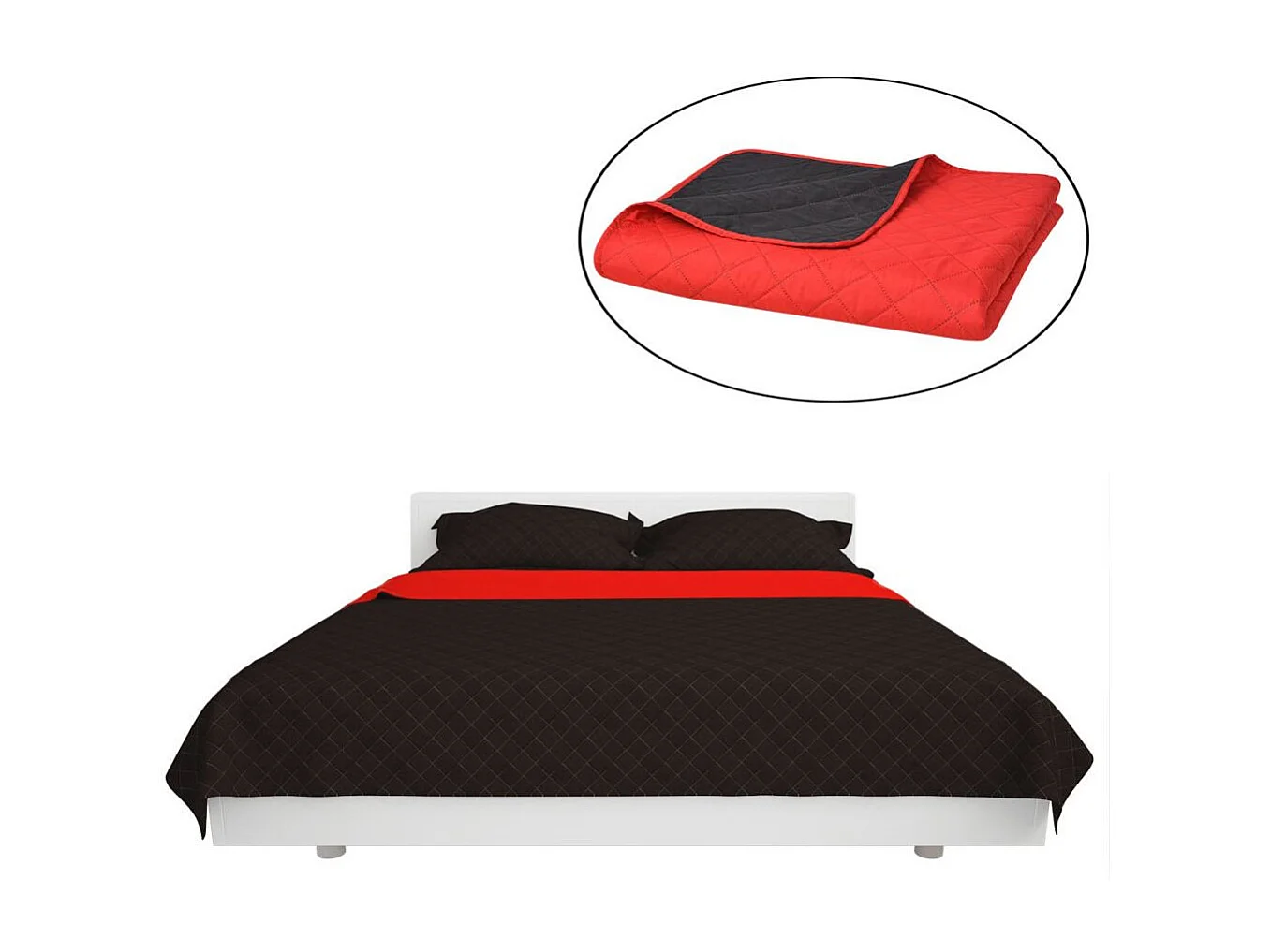 Couvre-lit matelassé double-face Rouge et noir 230x260