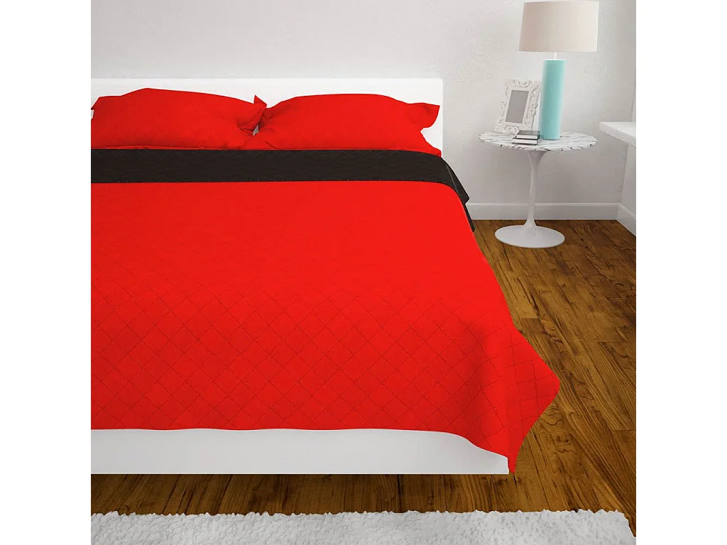 Couvre-lit matelassé double-face Rouge et noir 230x260