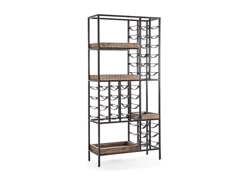 Flessenrek met bruine acacia planken Emete L 86 cm