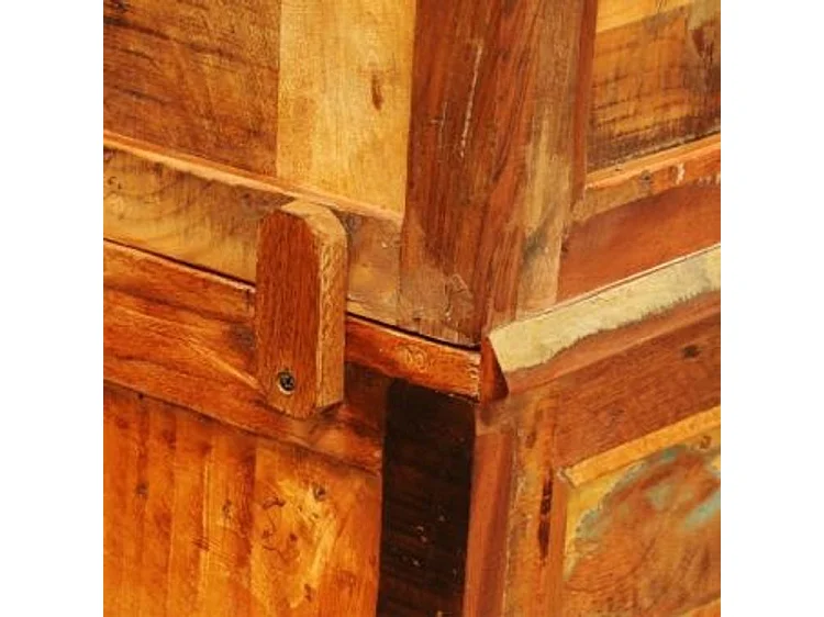 Bibliothèque 3 étagères 2 portes bois massif recyclé Moust