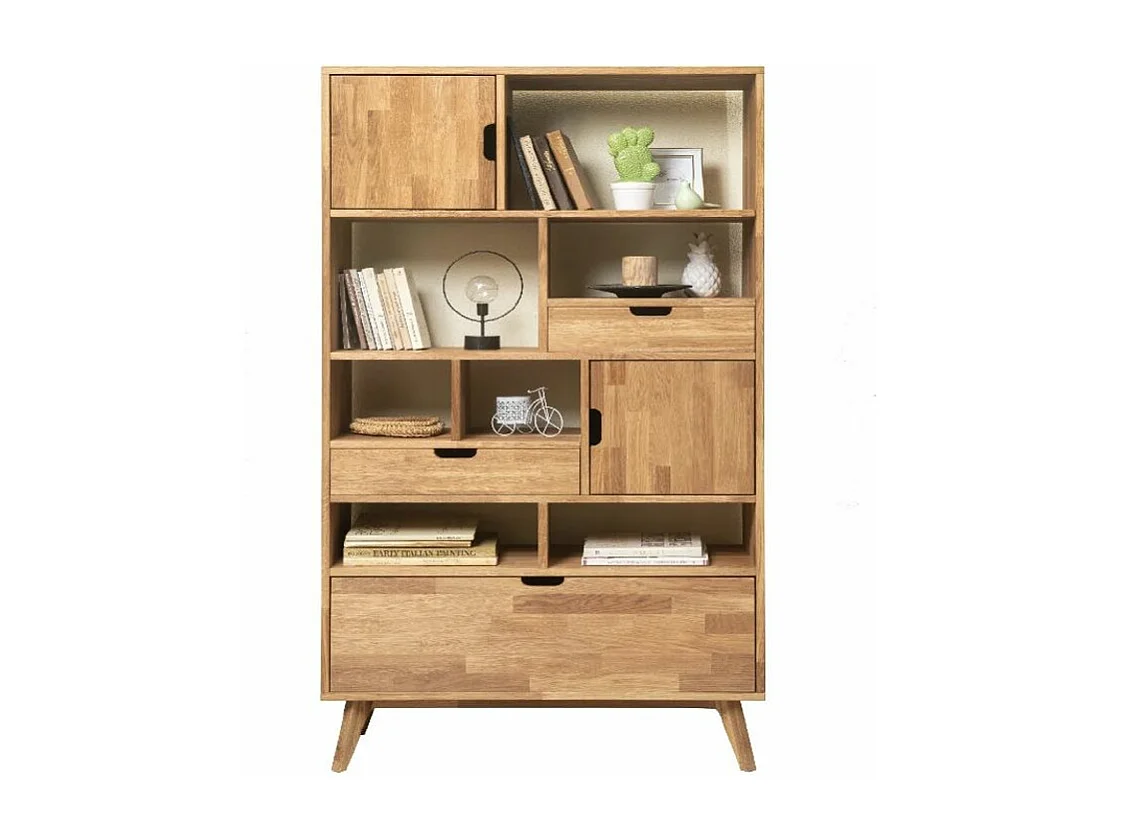 Bibliothèque en bois de chêne massif Kundy 100cm