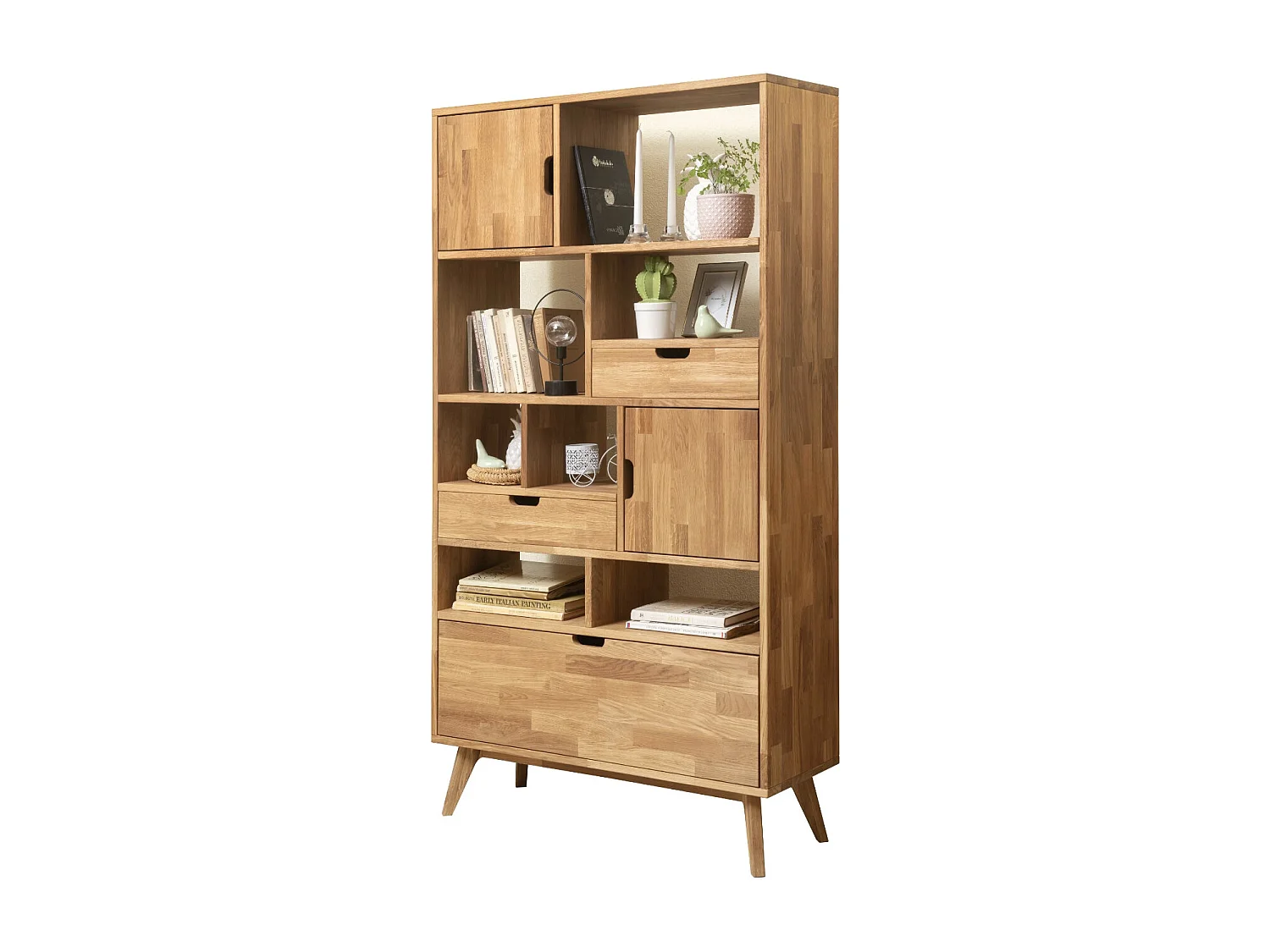 Bibliothèque en bois de chêne massif Kundy 100cm