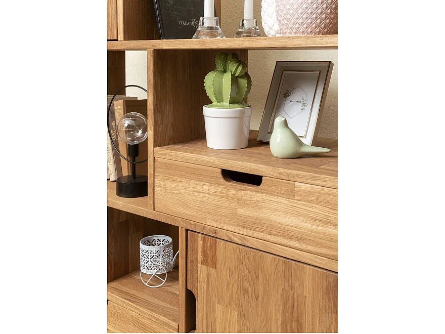 Bibliothèque en bois de chêne massif Kundy 100cm