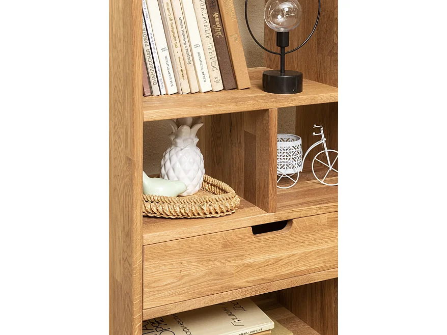 Bibliothèque en bois de chêne massif Kundy 100cm