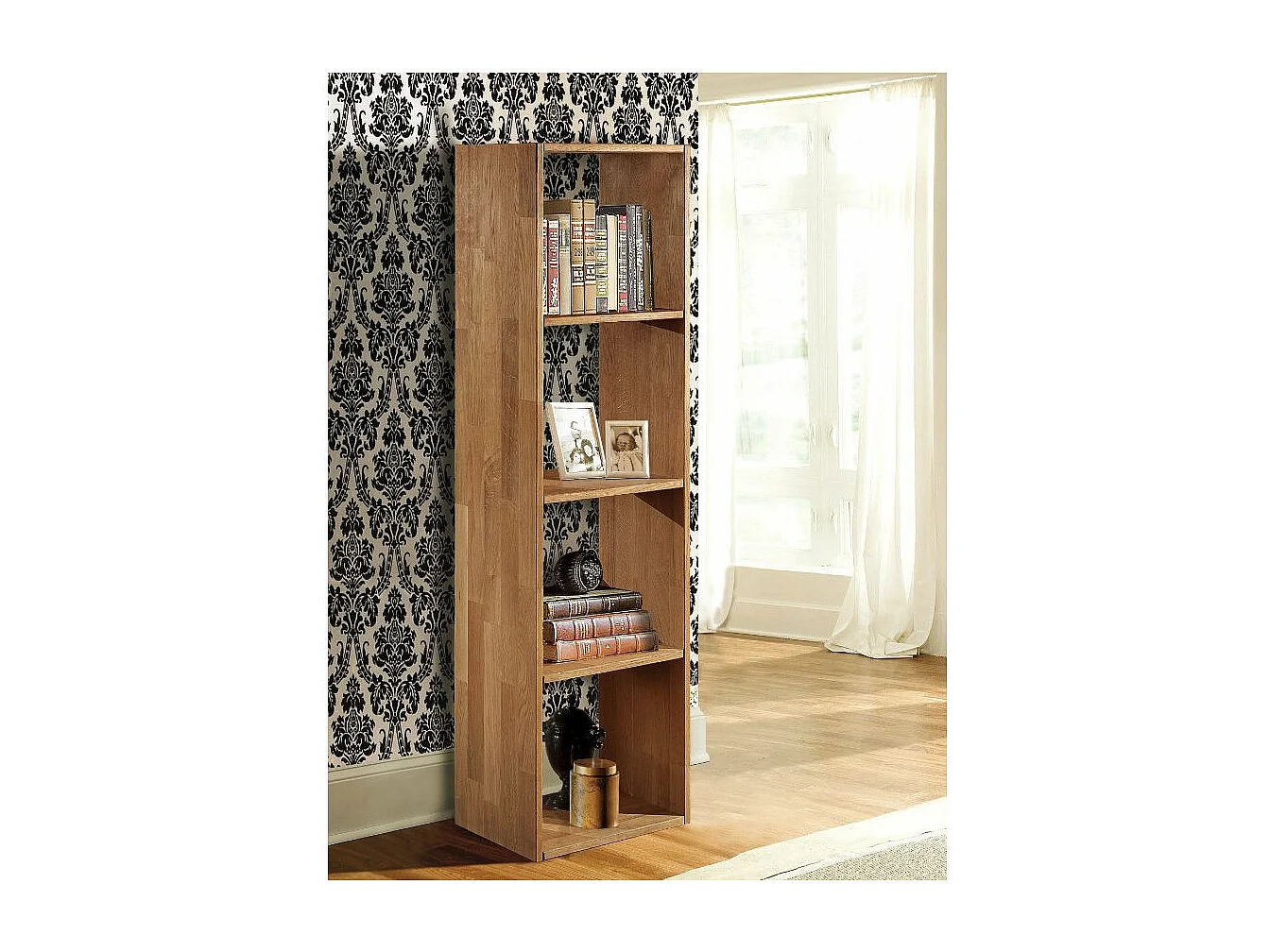 Librería Danark madera maciza de roble 40 cm 4 compartimentos
