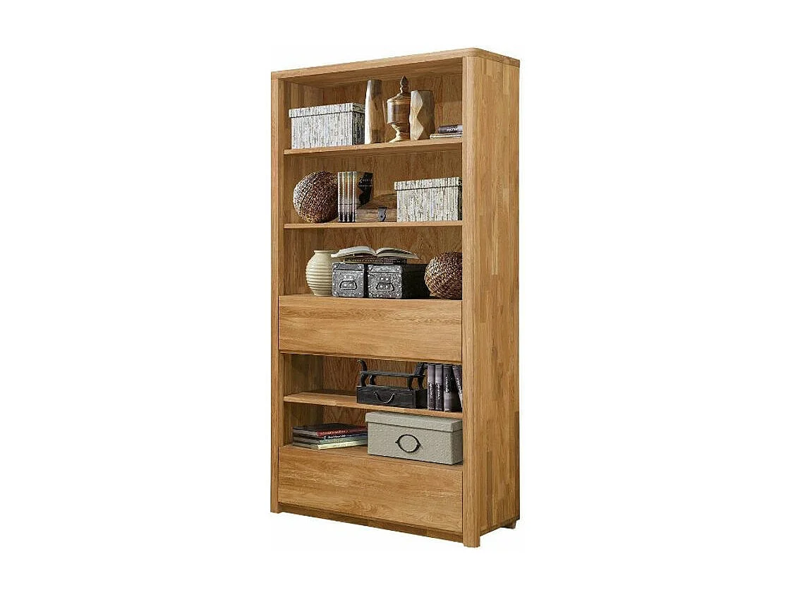 Bibliothèque en chêne massif 2 tiroirs Eliza 108cm