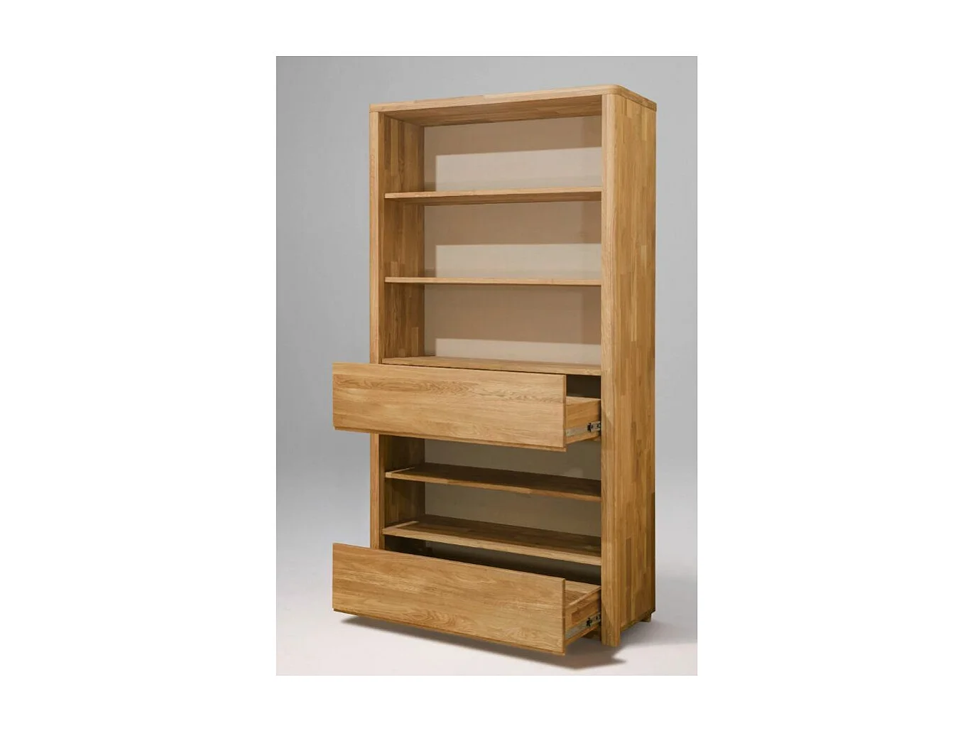 Bibliothèque en chêne massif 2 tiroirs Eliza 108cm