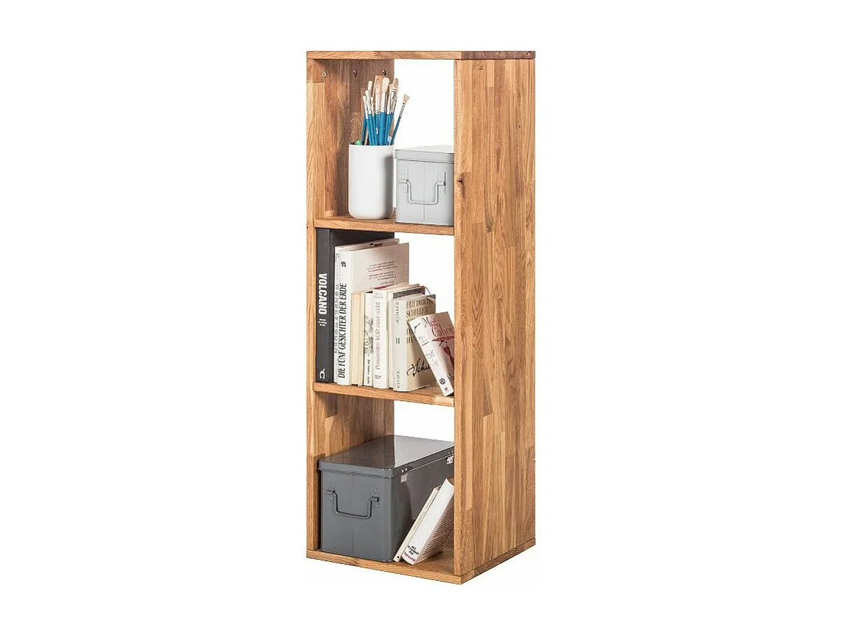 Librería de madera maciza de roble 3 compartimentos Moby 113 cm