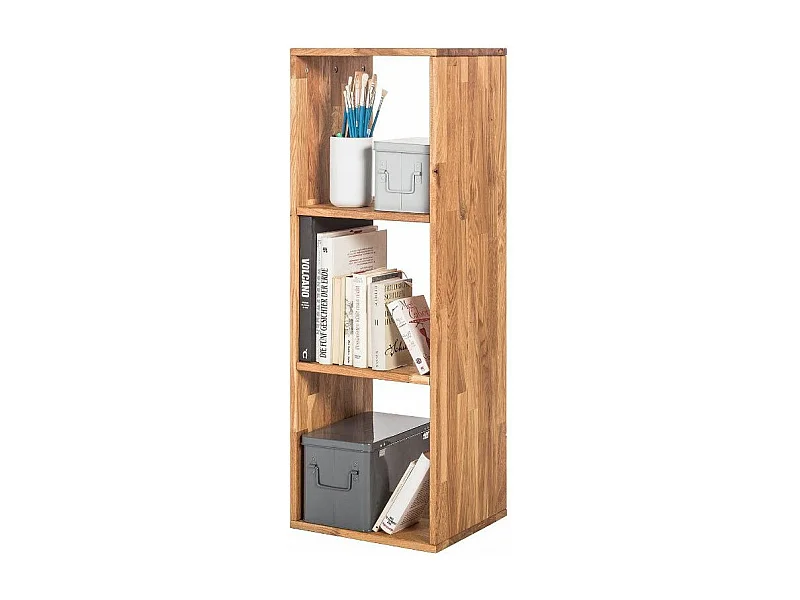 Librería de madera maciza de roble 3 compartimentos Moby 113 cm