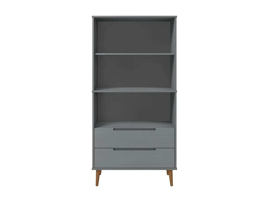 Bibliothèque MOLDE Gris 85x35x170,5 Bois massif de pin