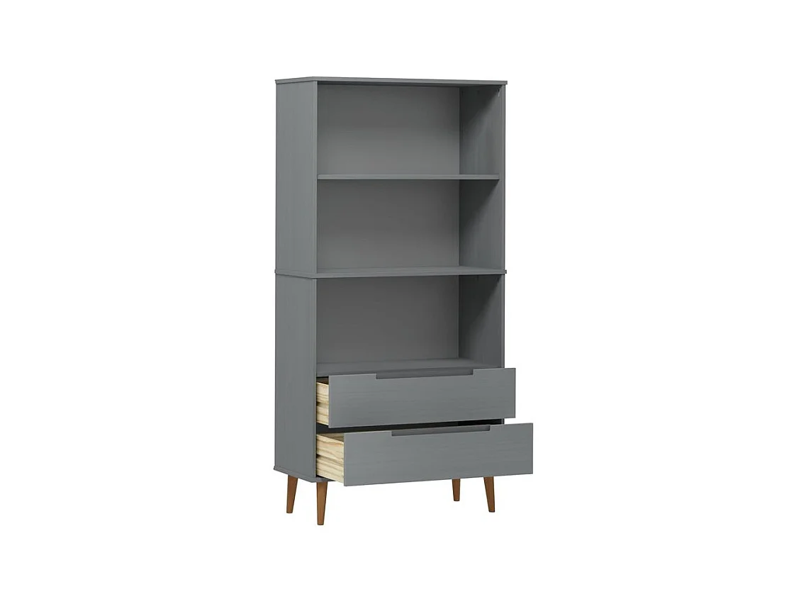 Bibliothèque MOLDE Gris 85x35x170,5 Bois massif de pin