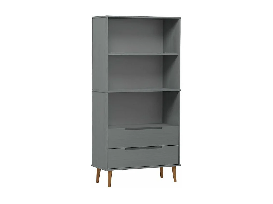 Bibliothèque MOLDE Gris 85x35x170,5 Bois massif de pin