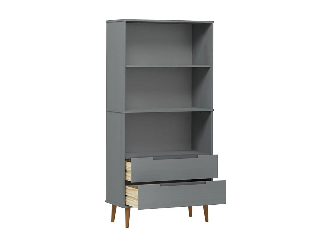 Bibliothèque MOLDE Gris 85x35x170,5 Bois massif de pin
