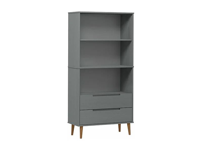 Bibliothèque MOLDE Gris 85x35x170,5 Bois massif de pin
