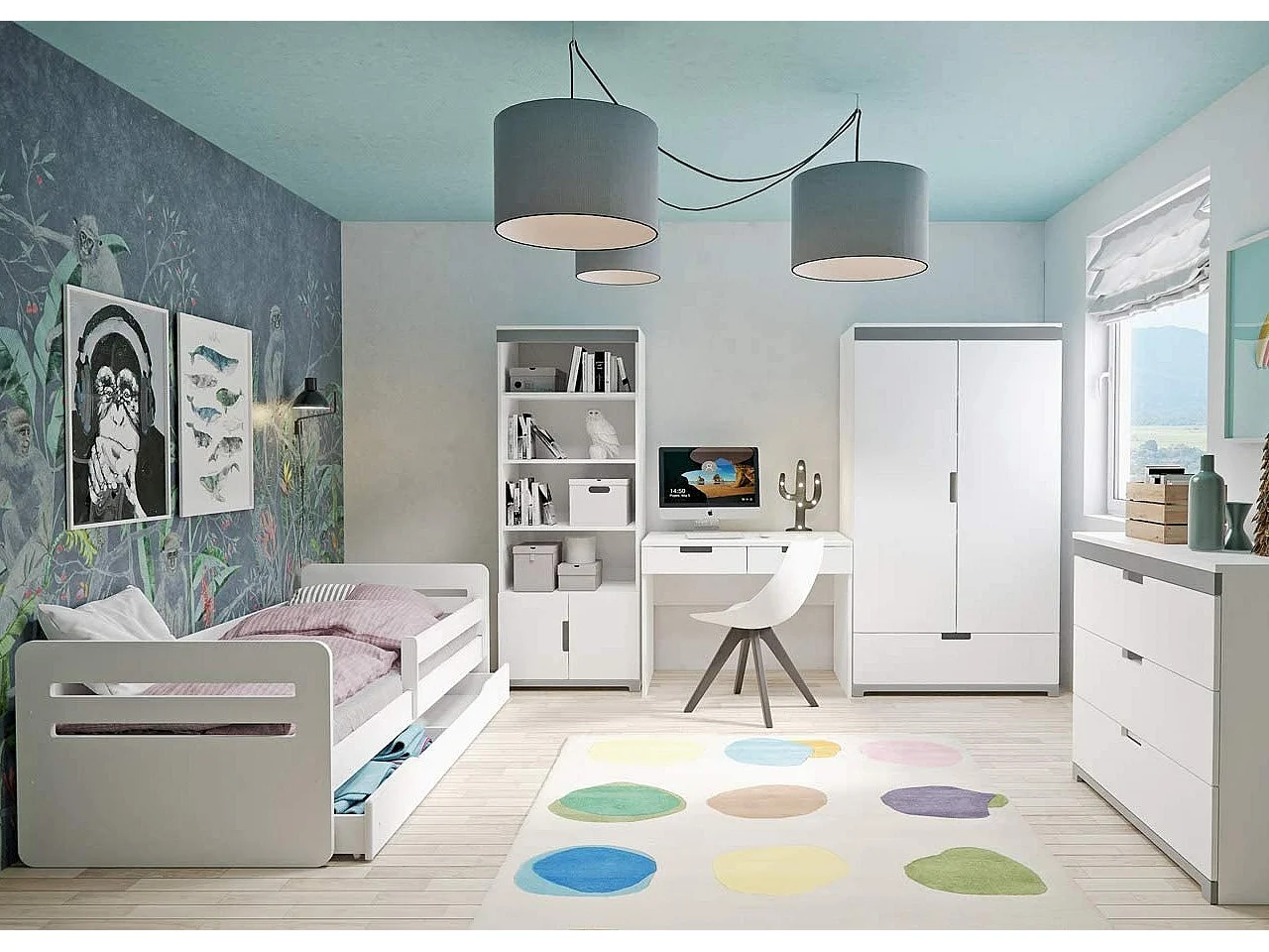 Bibliothèque enfant blanche Moly