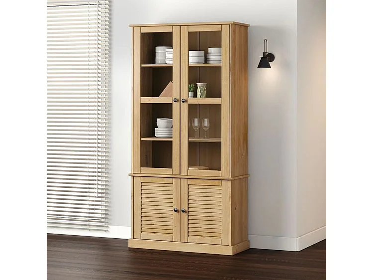 Vitrine en verre VIGO 85x35x170 bois massif de pin