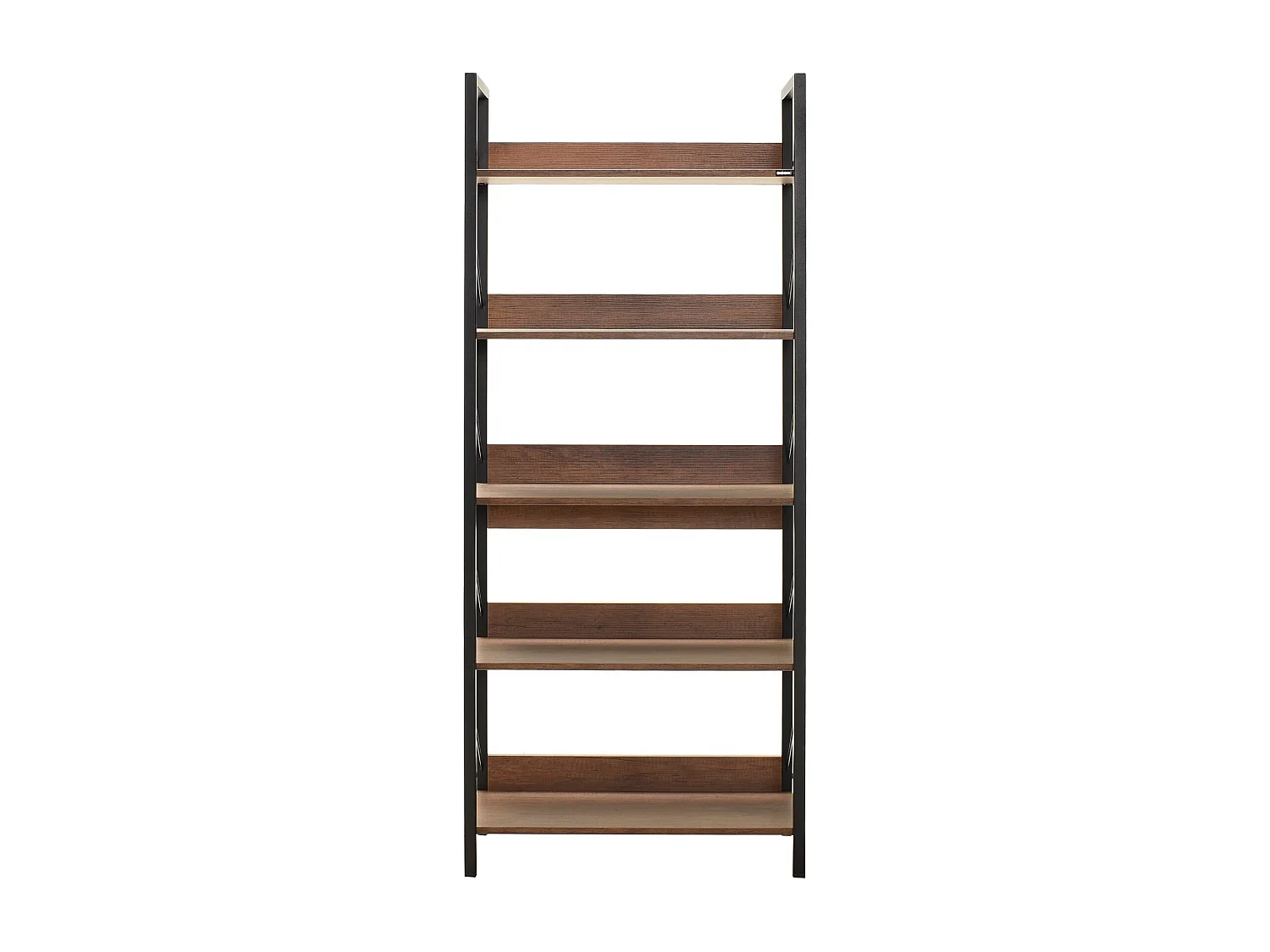 Étagère bibliothèque bois foncé et métal noir Biba 73cm