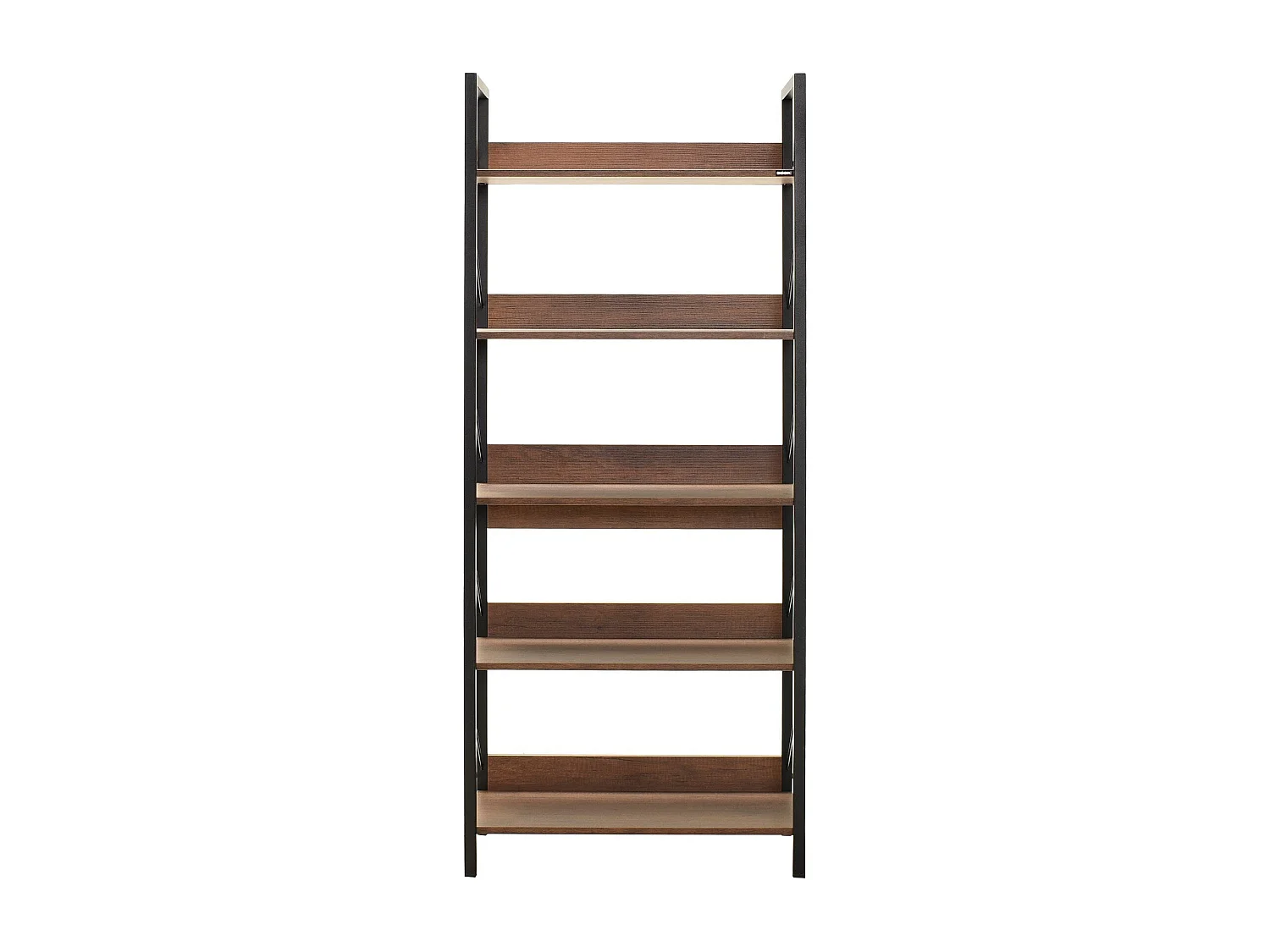 Étagère bibliothèque bois foncé et métal noir Biba 73cm