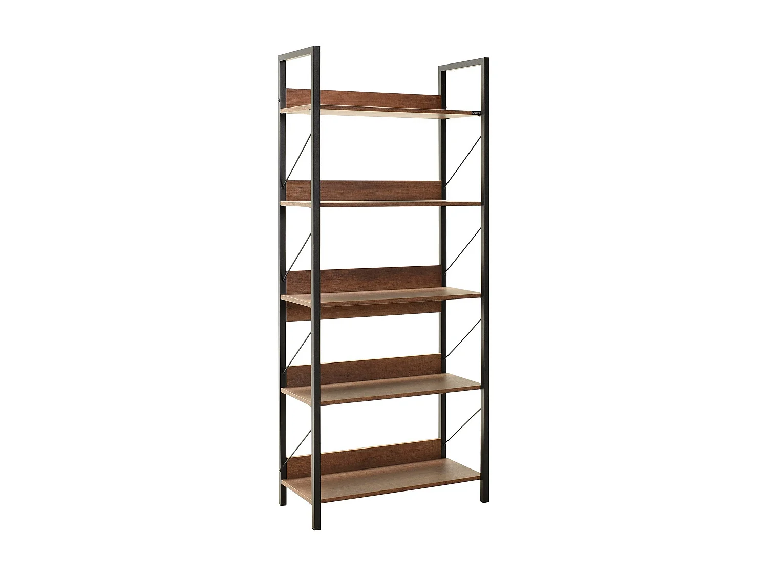 Étagère bibliothèque bois foncé et métal noir Biba 73cm